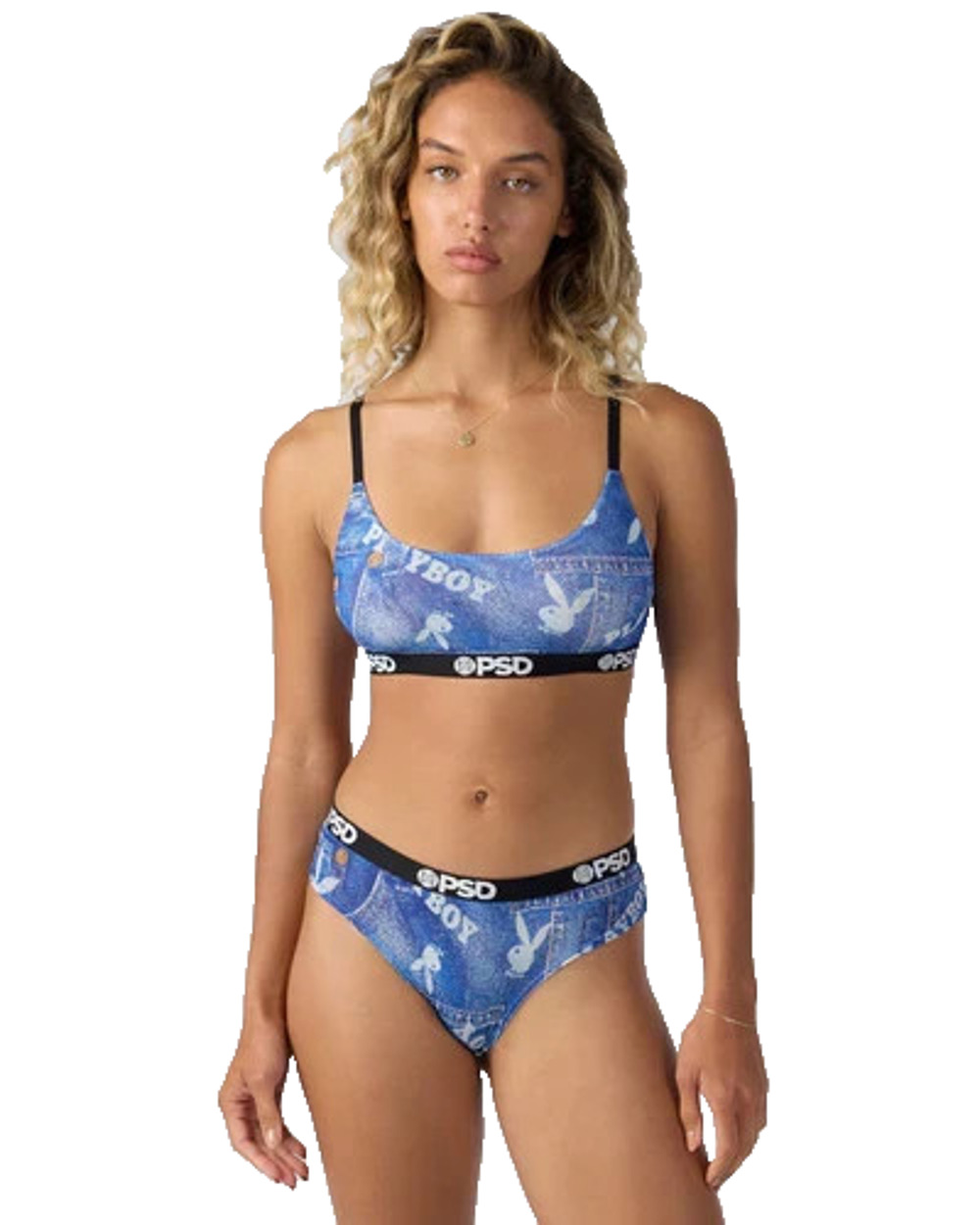 psd underwear Women Playboy - Denim Mesh Scoop Bralette - Mesh Size: Medium